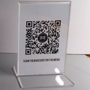 Acrylic table talker with QR code