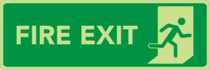 Fire exit sign with right arrow