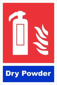 Dry powder fire extinguisher sign
