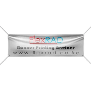 PVC banner with eyelets and ropes at the corners
