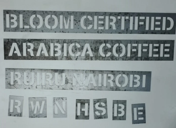 Cut-out Text Mild steel Stecil