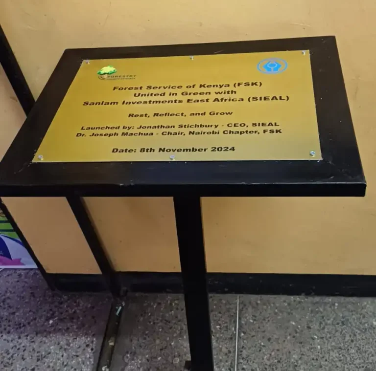 Engraved aluminium plaque mounted on a metal stand, made by Flexrad