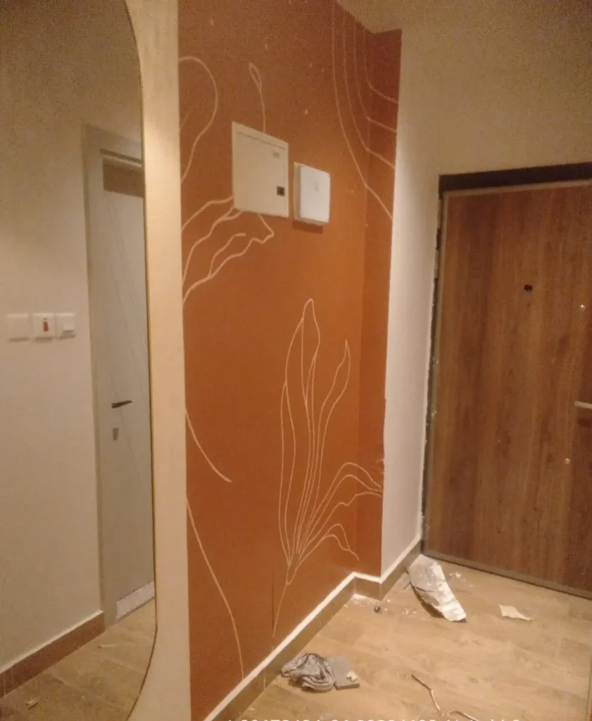 The wall after getting wallpaper installed in A Kilimani home.